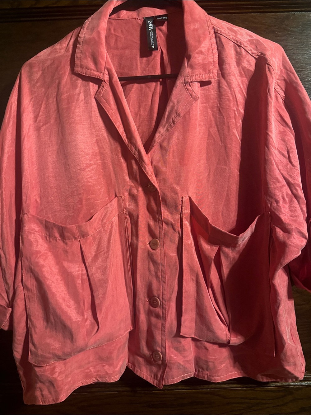 Zara x Fillsens Coral-Pink Button Front Lightweight Top